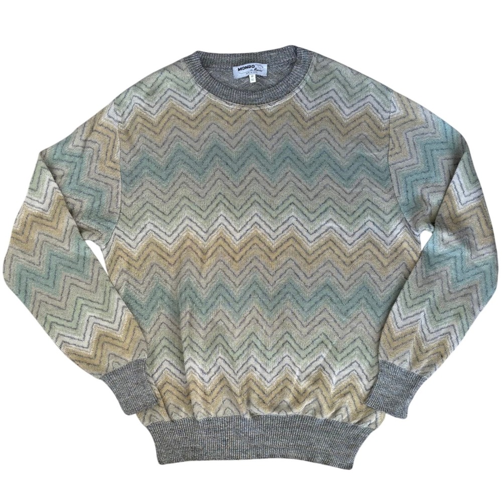Vintage Mondo Di Marco Men's Sweater Sz M Striped Eclectic Grandpa Made in Italy